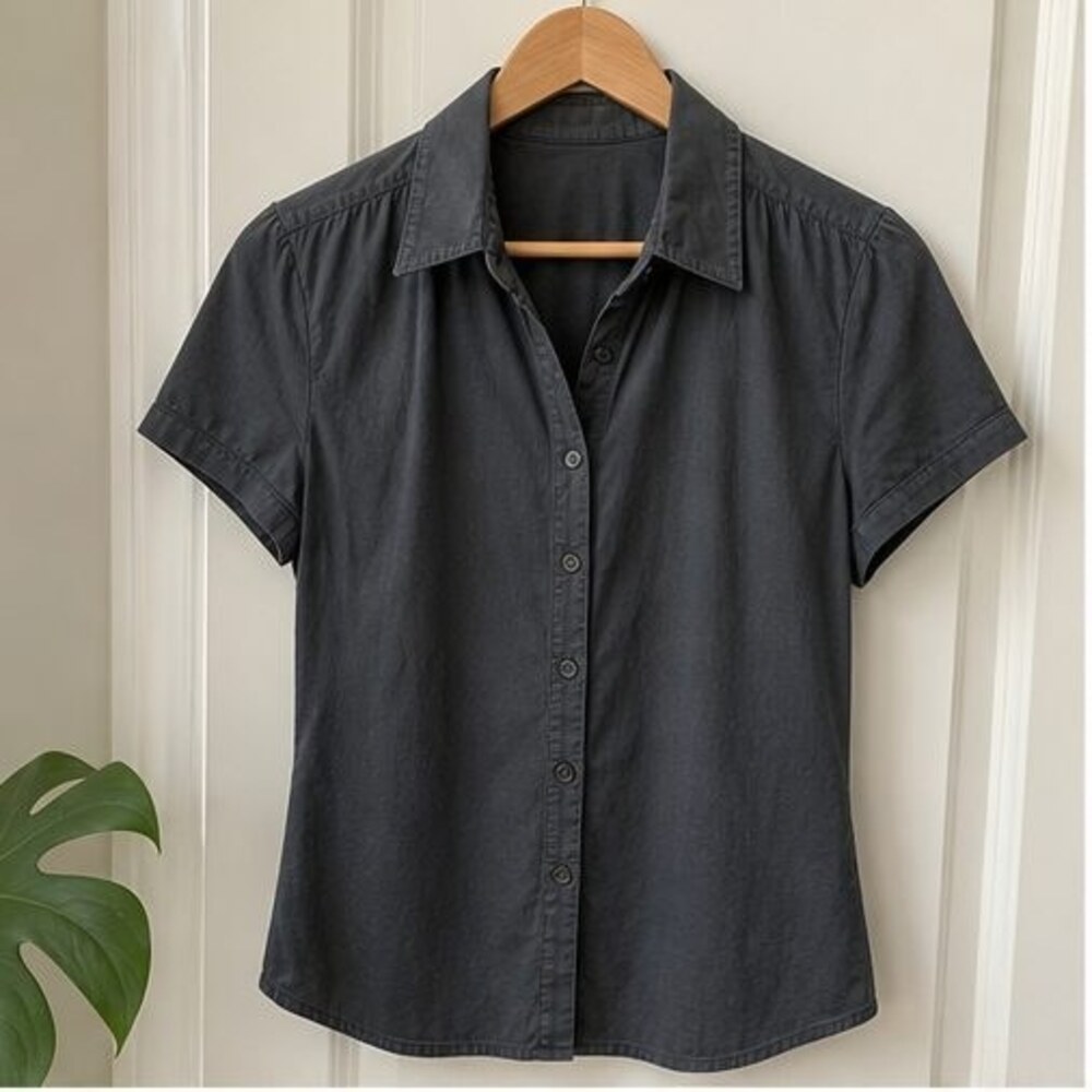 Charcoal Button Blouse